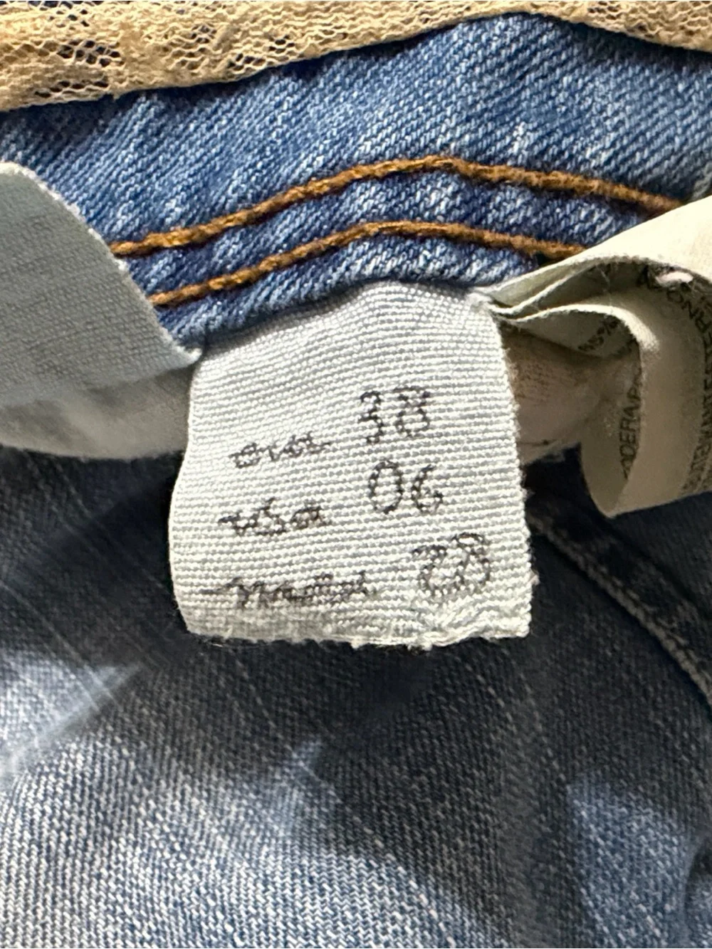 Light Blue Denim‎ Mini Skirt with Lace Waistband